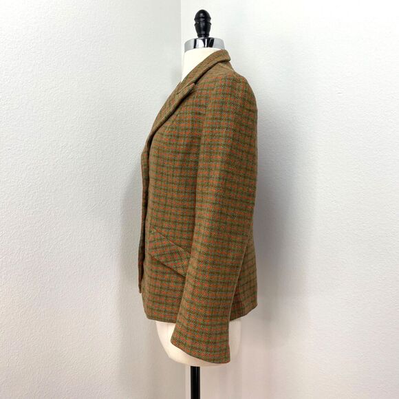 Vintage 60s Womans Wool Blazer Jacket Medium Herringbone Lined Academia Preppy - Picture 9 of 15